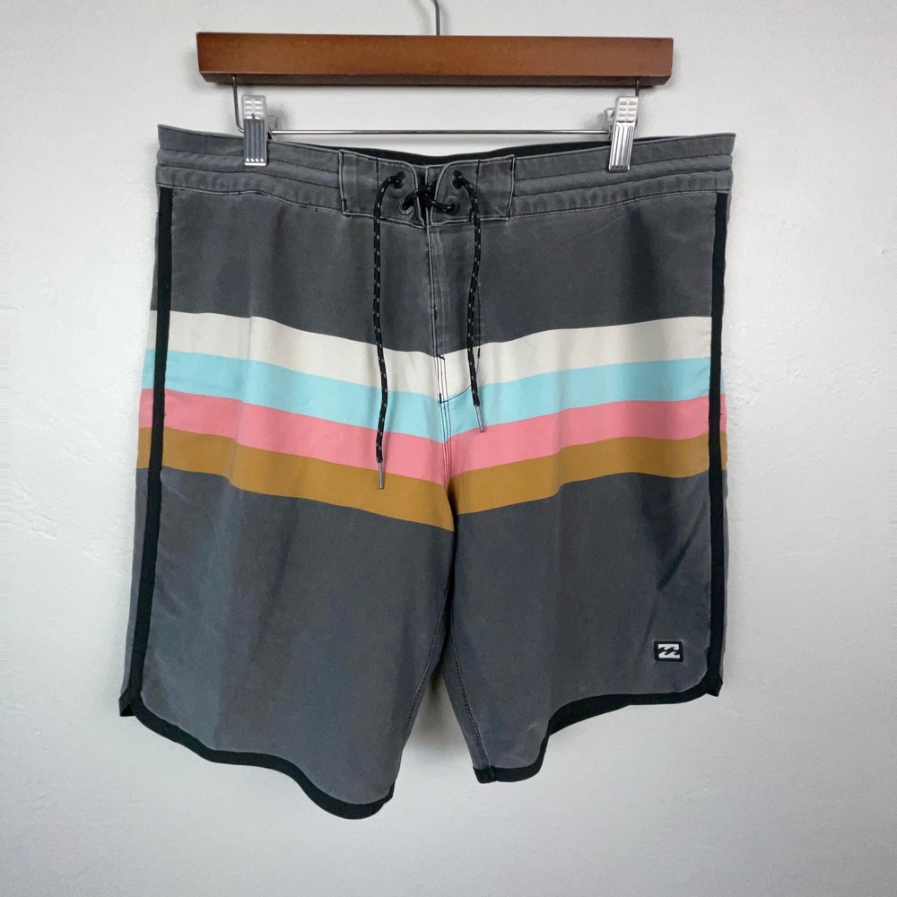 Billabong Board Shorts Men 33 Gray 73 Spinner Lo Tide Recycler Surf Swim Trunks